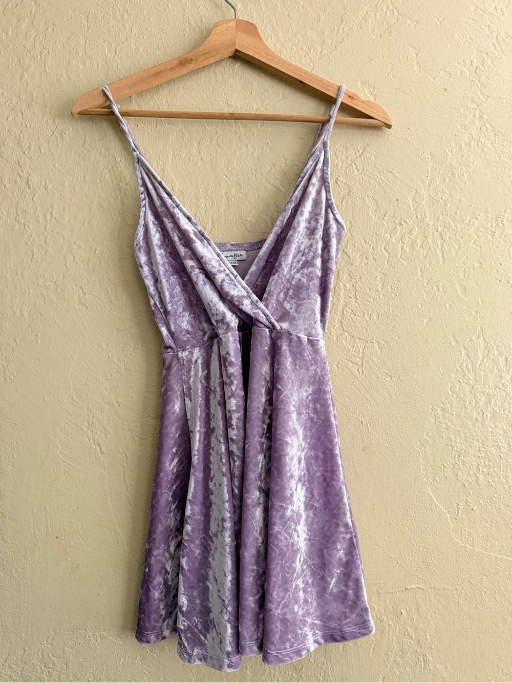 love, Fire Lavender Crushed Velvet Wrap Mini Dress